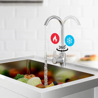 Garvee Spültisch Spülbecken Edelstahl (60 × 50 × 107 cm), Einzelbecken mit 360°-Warm-/Kaltwasserarmatur & Unterablage, Küchenspüle für Restaurant, Garage und Waschküche