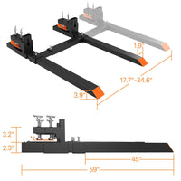 Garvee 150 cm Schwerlast-Palettengabel zum Anklemmen, 1814 kg Tragkraft, 114 cm Arbeitstiefe und 45–88 cm Gabelabstand für Traktor und Minilader
