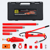 Garvee 20 t Hydraulik-Richtsatz mit Handpumpe, Hydraulikzylinder, Hochdruckschlauch und Aufsätzen für Karosserie- und Rahmenarbeiten, Rot - Rot