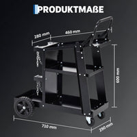 Garvee 3-stufiger Schweißwagen, 122,5 kg Tragkraft, 360° Rollen, 3 Ablagen & Gasflaschenhalter