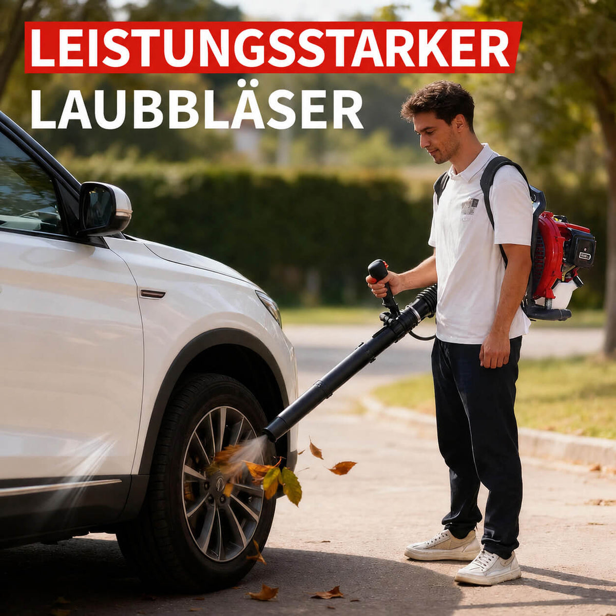 Garvee Benzin-Rucksacklaubbläser 43cc, 780 CFM, 270 MPH, mit Gasverriegelung und gepolsterten Schultergurten zur Laubentfernung in Garten, Hof, Einfahrt und auf der Terrasse