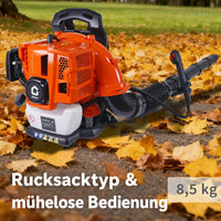 Garvee Benzin-Rucksacklaubbläser 43cc, 780 CFM, 270 MPH, mit Gasverriegelung und gepolsterten Schultergurten zur Laubentfernung in Garten, Hof, Einfahrt und auf der Terrasse