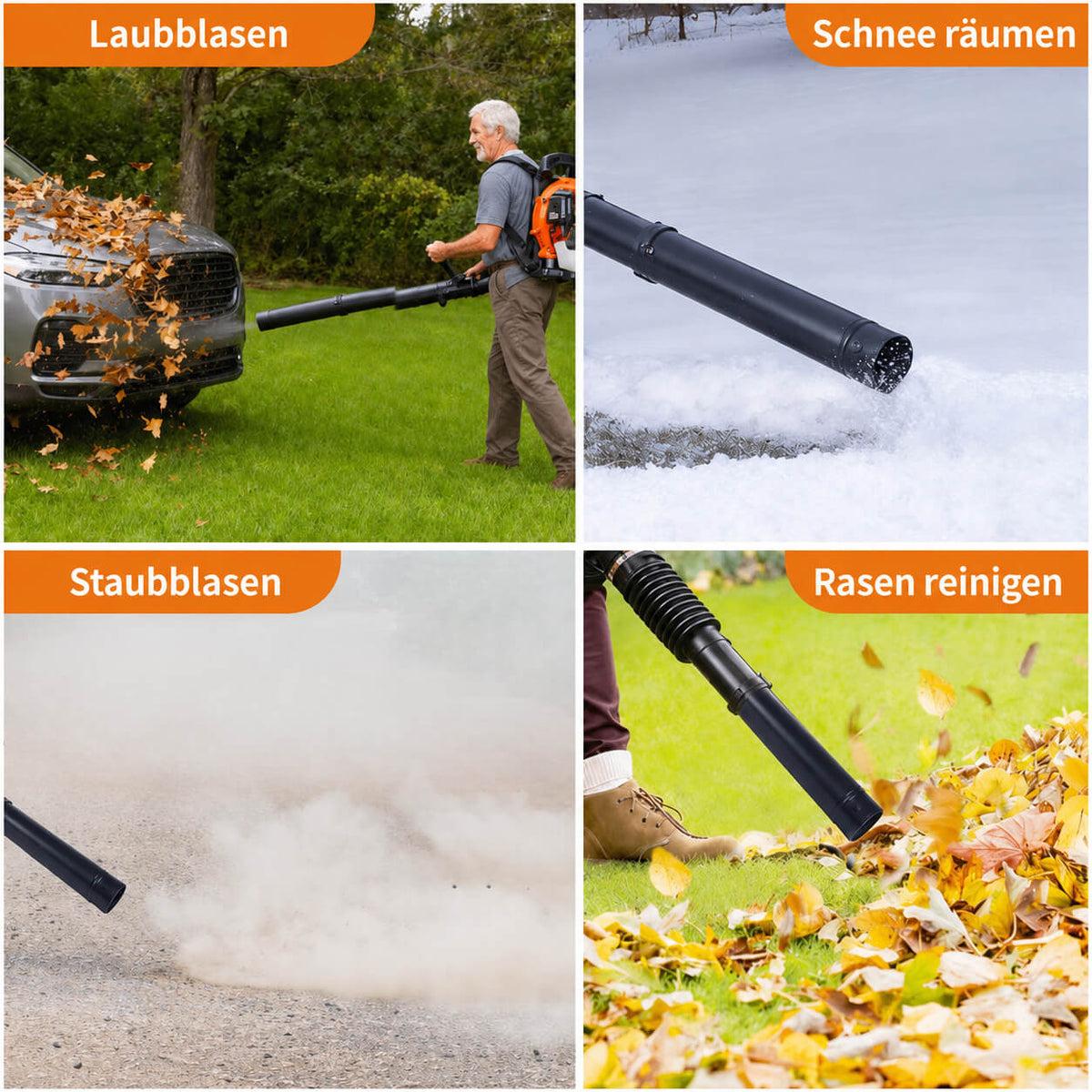 Garvee Benzin-Rucksacklaubbläser 43cc, 780 CFM, 270 MPH, mit Gasverriegelung und gepolsterten Schultergurten zur Laubentfernung in Garten, Hof, Einfahrt und auf der Terrasse