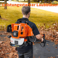 Garvee Benzin-Rucksacklaubbläser 43cc, 780 CFM, 270 MPH, mit Gasverriegelung und gepolsterten Schultergurten zur Laubentfernung in Garten, Hof, Einfahrt und auf der Terrasse