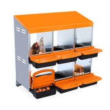 GARVEE 2-stöckiges Legenest für Hühner, 6 Fächer, Hühnernistkasten aus verzinktem Stahl mit Auffangschale & Lüftungslöchern, Abrollnest für bis zu 12 Hennen, Orange - Orange