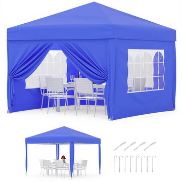 Garvee Faltpavillon 3×3 m, Wasserdicht, Mit 4 Seitenwänden, UV-Schutz 50+, Höhenverstellbar, Blau