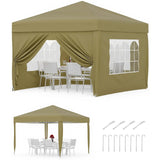 Garvee Faltpavillon 3×3 m, Wasserdicht, Mit 4 Seitenwänden, UV-Schutz 50+, Höhenverstellbar, Khaki - Khaki