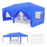 Garvee 3 × 6 m Faltpavillon mit 6 Seitenwänden, wasserdichter Partyzelt-Pavillon, stabiler Gartenpavillon für Terrasse, Garten, Camping & Veranstaltungen, Blau