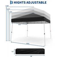 Garvee Faltpavillon 3 × 3 m, Pop-up Pavillon mit UPF 50+ Sonnenschutz, 210D Oxford-Dach, höhenverstellbarem Stahlrahmen & Tragetasche, Schwarz