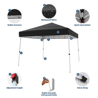 Garvee Faltpavillon 3 × 3 m, Pop-up Pavillon mit UPF 50+ Sonnenschutz, 210D Oxford-Dach, höhenverstellbarem Stahlrahmen & Tragetasche, Schwarz