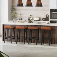 Garvee Barhocker 2er-Set, 67 cm Sitzhöhe, mit Fußstütze, Holz, mit Rückenlehne, gepolstert, Braun