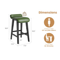 Garvee Barhocker 2er-Set, 67 cm Sitzhöhe, mit Fußstütze, Holz, Grün, mit Rückenlehne, gepolstert