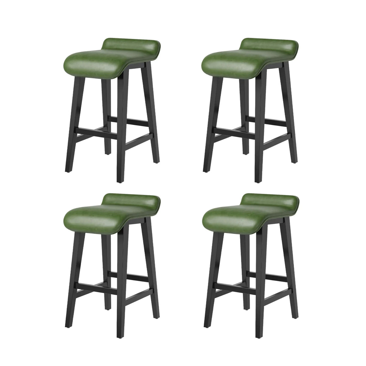 Garvee Barhocker 4er-Set, 67 cm Sitzhöhe, mit Fußstütze, Holz, Grün, mit Rückenlehne, gepolstert