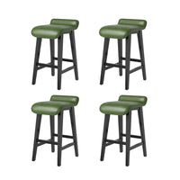 Garvee Barhocker 4er-Set, 67 cm Sitzhöhe, mit Fußstütze, Holz, Grün, mit Rückenlehne, gepolstert