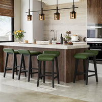 Garvee Barhocker 2er-Set, 67 cm Sitzhöhe, mit Fußstütze, Holz, Grün, mit Rückenlehne, gepolstert