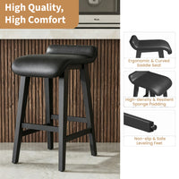 Garvee Barhocker 2er-Set, 66,5 cm, mit Rückenlehne & Fußstütze, gepolstert, Massivholz, Industrie-Stil, Schwarz