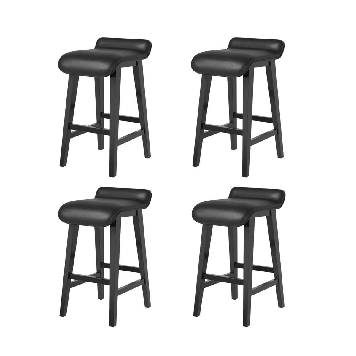 Garvee Barhocker 4er-Set, 67 cm Sitzhöhe, mit Fußstütze, Holz, Schwarz, mit Rückenlehne, gepolstert