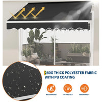 Garvee Markise 4 x 2.5 m, Aluminiumrahmen, Wasserdicht, UV-Schutz, Für Terrasse & Balkon, Schwarz