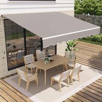 Garvee Markise 4 x 2.5 m, Aluminiumrahmen, Wasserdicht, UV-Schutz, Für Terrasse & Balkon, Grau