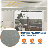 Garvee Markise 3.5 x 2.5 m, Aluminiumrahmen, Wasserdicht, UV-Schutz, Für Terrasse & Balkon, Grau