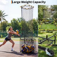 Garvee Volleyball-Zuspieltrainer mit Ballkorb, 5 Höhenstufen 204–274 cm, 5 Winkel 50°–140°, Rollen mit Bremse, für Halle & Outdoor