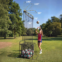 Garvee Volleyball-Zuspieltrainer mit Ballkorb, 5 Höhenstufen 204–274 cm, 5 Winkel 50°–140°, Rollen mit Bremse, für Halle & Outdoor