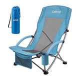 Garvee 1er-Set Strandstühle faltbar, verstellbare Campingstühle mit hoher Rückenlehne, Rucksackgurten, Getränkehalter und 150 kg Tragkraft, für Strand, Camping - Blau