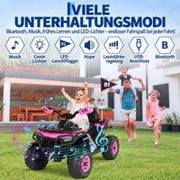 Garvee Kinder Elektro-Quad 12V, Elektrisches Kinderfahrzeug mit Fernbedienung, 2×35W Motoren, LED-Lichtern & Musik, für Kinder von 3–8 Jahren, Rosa