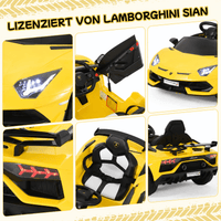 GARVEE Lamborghini Kinder-Elektroauto 12 V mit Doppelmotor, 2,4-GHz-Fernbedienung, LED, MP3, öffnenden Türen und Sicherheitsgurt