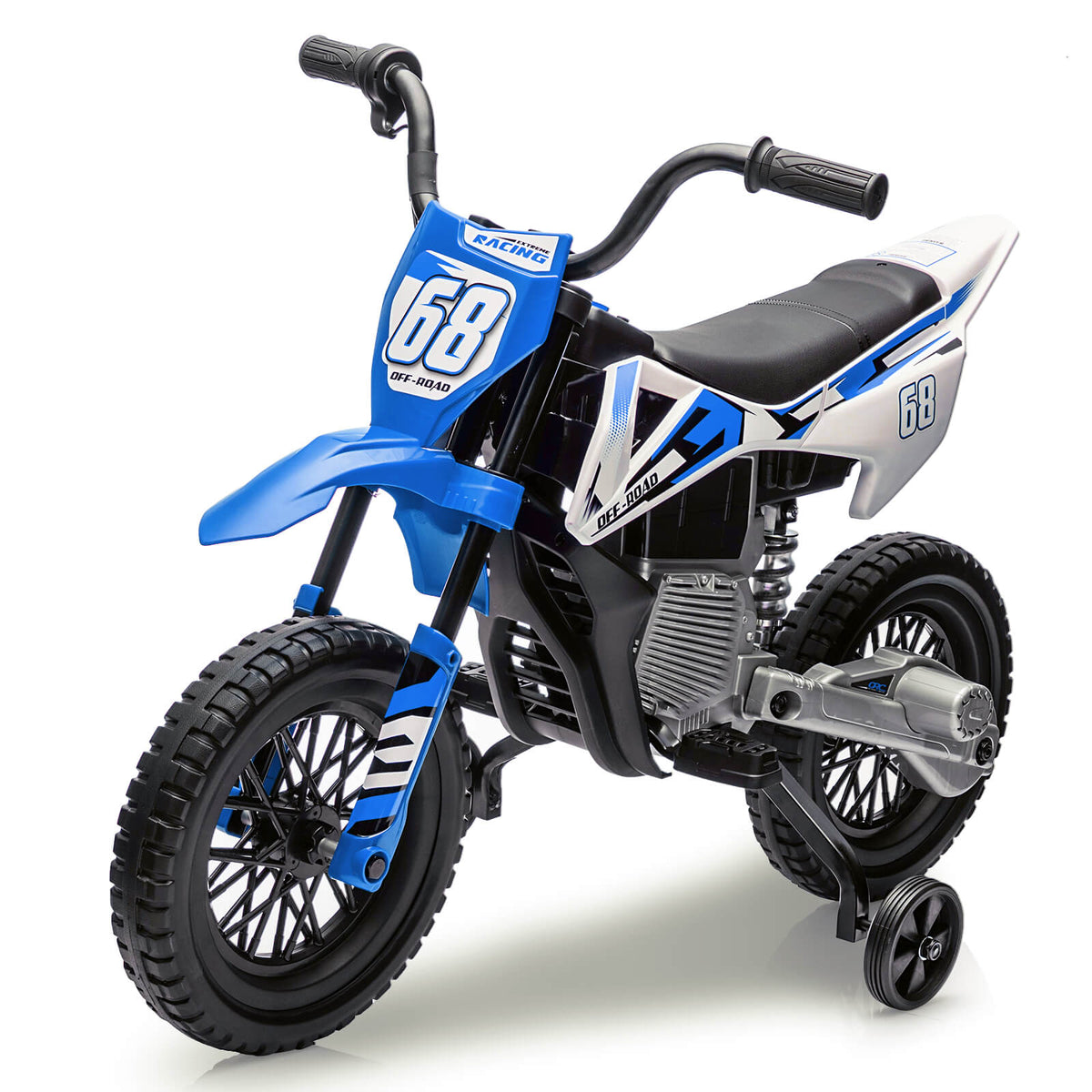 Garvee Kinder Elektromotorrad 12 V mit 2 × 390 Motoren, Stützrädern, Sanftanlauf, Musik, 3–5 km/h, für Kinder 3–6 Jahre