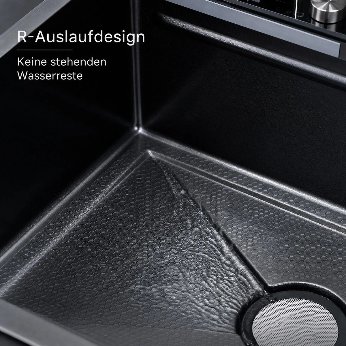 Garvee Küchenspüle Einbauspüle aus Edelstahl (80 × 45 × 23 cm), tiefes Einzelbecken in Schwarz mit Wasserfallfunktion, Armatur, R-Auslaufdesign & Montageset für Küche und Bar