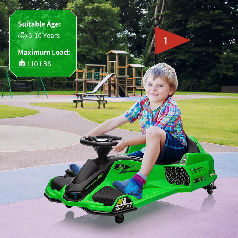 Garvee 24V Elektro-Gokart für Kinder mit LED Licht 180W Motor bis 7.5 mph Für Kinder 6-12 Jahre Outdoor Rennspaß