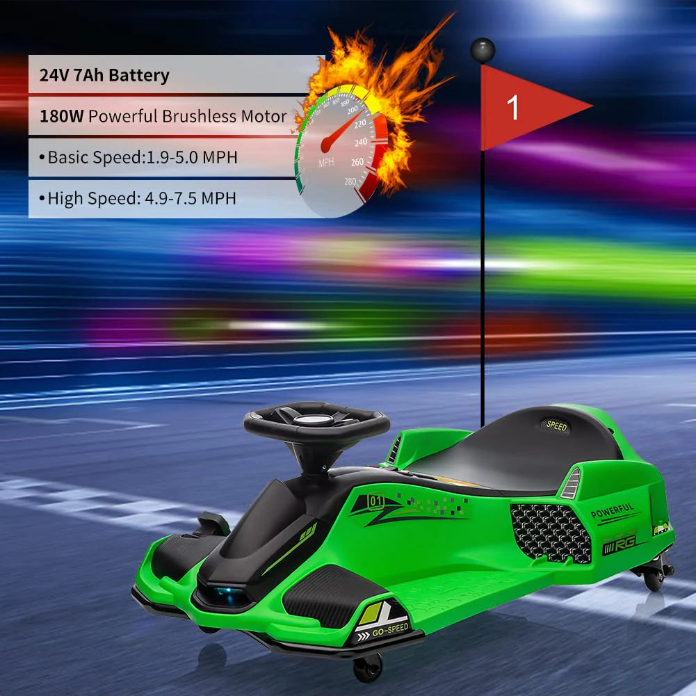 Garvee 24V Elektro-Gokart für Kinder mit LED Licht 180W Motor bis 7.5 mph Für Kinder 6-12 Jahre Outdoor Rennspaß