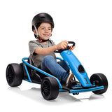 Garvee 24V Elektro-Gokart für Kinder, 2×300W Motoren, Kinder Elektro Drift Kart 8–12, 110×77×54 cm Blau - Blau