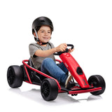 Garvee 24V Elektro-Gokart für Kinder, 2×300W Motoren, Kinder Elektro Drift Kart 8–12, 110×77×54 cm Rot - Rot