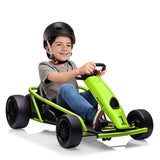 Garvee 24V Elektro-Gokart für Kinder, 2×300W Motoren, Kinder Elektro Drift Kart 8–12, 110×77×54 cm Grün - Grün