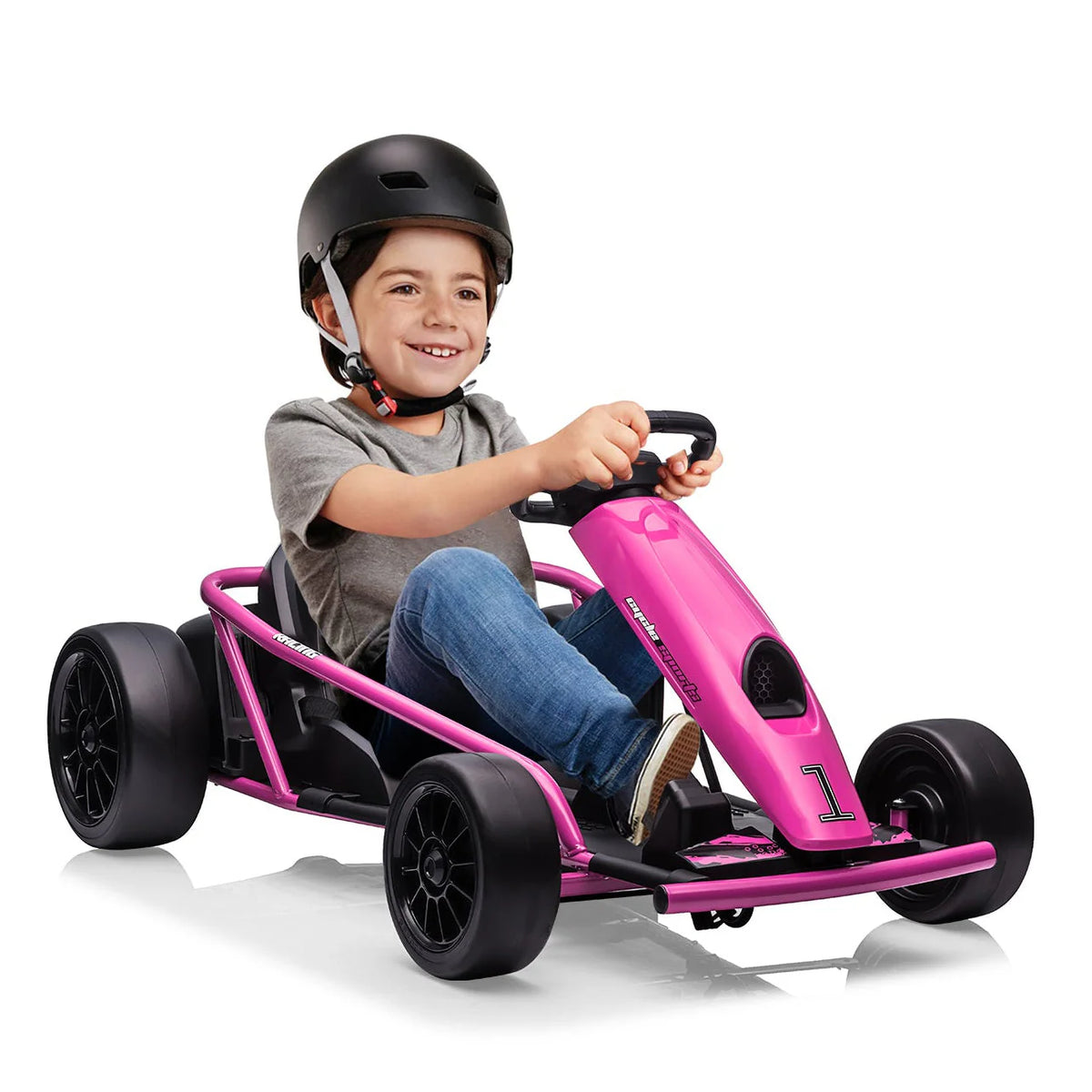 Garvee 24V Elektro-Gokart für Kinder, 2×300W Motoren, Kinder Elektro Drift Kart 8–12, 110×77×54 cm Rosenrot