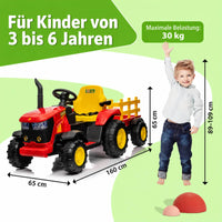 Garvee Kinder-Elektrotraktor 12 V mit abnehmbarem Anhänger, 2 × 35 W Motoren, Selbstfahrmodus und Eltern-Fernbedienung, LED-Licht und Musik, ab 3 Jahren