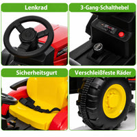 Garvee Kinder-Elektrotraktor 12 V mit abnehmbarem Anhänger, 2 × 35 W Motoren, Selbstfahrmodus und Eltern-Fernbedienung, LED-Licht und Musik, ab 3 Jahren