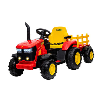Garvee Kinder-Elektrotraktor 12 V mit abnehmbarem Anhänger, 2 × 35 W Motoren, Selbstfahrmodus und Eltern-Fernbedienung, LED-Licht und Musik, ab 3 Jahren
