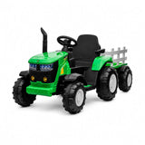 Garvee Kinder-Elektrotraktor 12 V mit abnehmbarem Anhänger, 2 × 35 W Motoren, Selbstfahrmodus und Eltern-Fernbedienung, LED-Licht und Musik, ab 3 Jahren - Grün