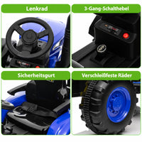 Garvee Kinder-Elektrotraktor 12 V mit abnehmbarem Anhänger, 2 × 35 W Motoren, Selbstfahrmodus und Eltern-Fernbedienung, LED-Licht und Musik, ab 3 Jahren