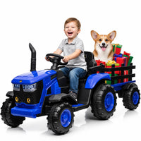 Garvee Kinder-Elektrotraktor 12 V mit abnehmbarem Anhänger, 2 × 35 W Motoren, Selbstfahrmodus und Eltern-Fernbedienung, LED-Licht und Musik, ab 3 Jahren