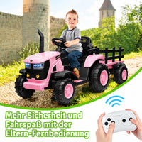 Garvee Kinder-Elektrotraktor 12 V mit abnehmbarem Anhänger, 2 × 35 W Motoren, Selbstfahrmodus und Eltern-Fernbedienung, LED-Licht und Musik, ab 3 Jahren