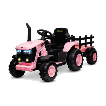 Garvee Kinder-Elektrotraktor 12 V mit abnehmbarem Anhänger, 2 × 35 W Motoren, Selbstfahrmodus und Eltern-Fernbedienung, LED-Licht und Musik, ab 3 Jahren
