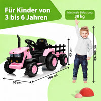 Garvee Kinder-Elektrotraktor 12 V mit abnehmbarem Anhänger, 2 × 35 W Motoren, Selbstfahrmodus und Eltern-Fernbedienung, LED-Licht und Musik, ab 3 Jahren