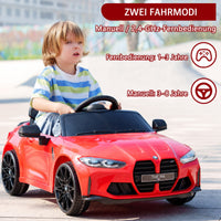 Garvee 12V Kinder Elektroauto Sportwagen BMW M4, elektrisches Kinderauto aus PP-Kunststoff mit Fernbedienung und Sicherheitsgurt, für Kinder von 3 bis 8 Jahren, Rot