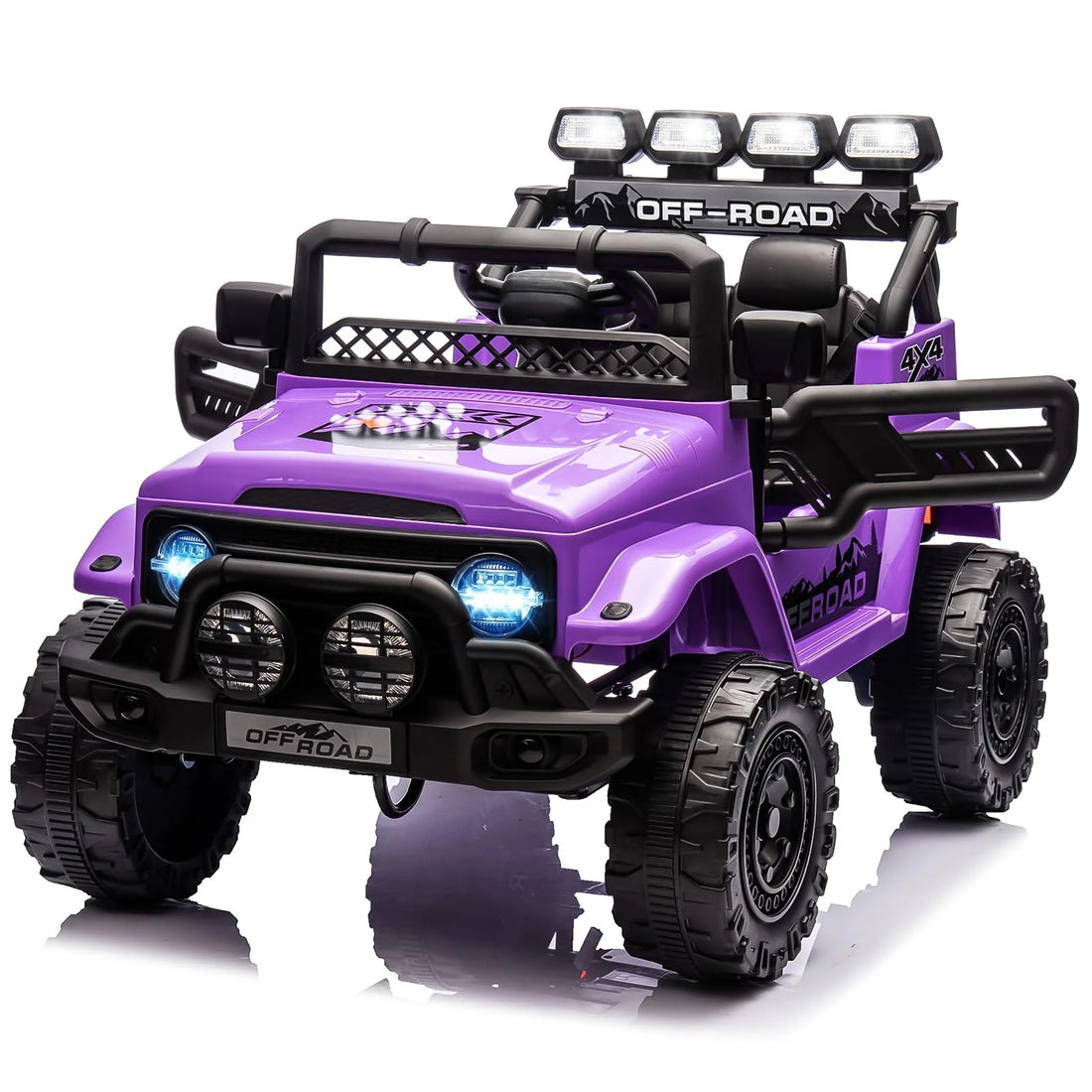 Garvee Kinder Elektroauto Geländewagen 12V, Violett mit Fernbedienung, 2-Sitzer, 5 km/h, Musik & LED-Lichter, 3-5 Jahre
