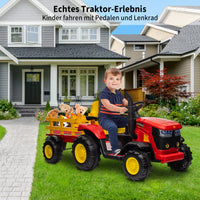 Garvee Kinder-Elektrotraktor 12 V mit abnehmbarem Anhänger, 2 × 35 W Motoren, Selbstfahrmodus und Eltern-Fernbedienung, LED-Licht und Musik, ab 3 Jahren