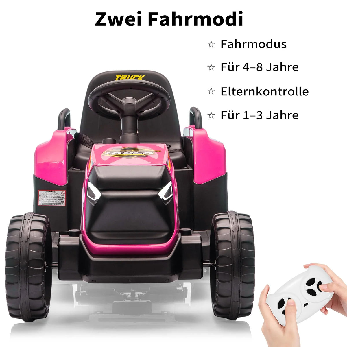 Garvee Kinder-Elektrotraktor 12 V mit Doppelmotor, 2 Geschwindigkeiten, LED-Licht, Hupe und Traktorengeräuschen, Aufsitzfahrzeug für Garten und Hof, ab 3 Jahren